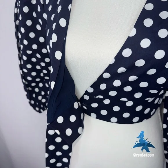 1160 NWT Choosy Infinity Wrap Top – Size Small – Navy/White Polka Dot - Picture 3 of 13
